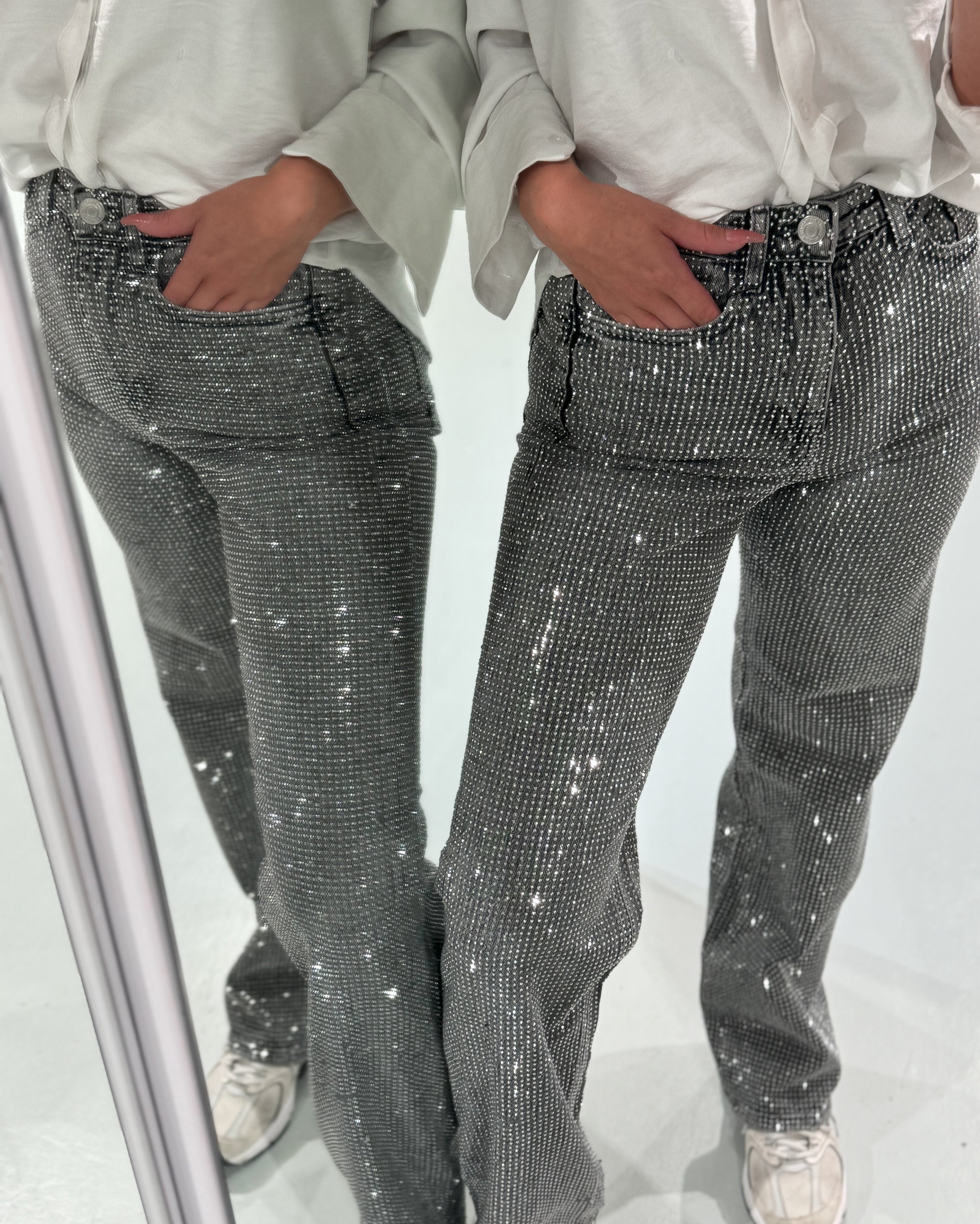 VMTESSA Rhinestones Jeans - Medium Grey Denim